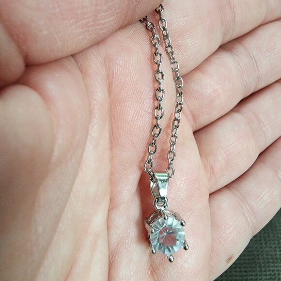 Amazon Hexagonal Zirconia Pendant Necklace - Picture 11 of 15